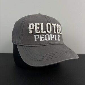 Peloton People Fitness Distressed Hat Grey Embroidered Cap Strapback Adjustable